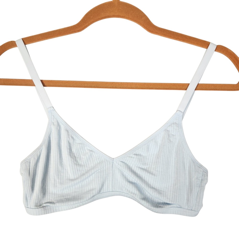 Negative Underwear Sieve Bralette Size 3 Light Blue Ribbed Micromodal Wireless